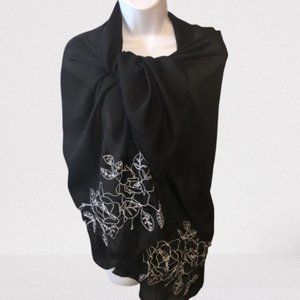 Your Best Look Wrap Sheer Black Embroidered Shawl Wrap Scarf